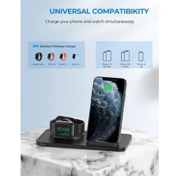 Seneo 2 In 1 Wireless Charging Stand For Apple Iphone & IWatch - Picture 8 of 10